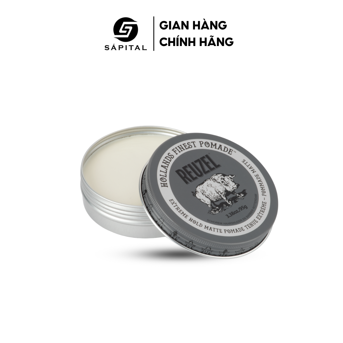Reuzel Extreme Hold Matte Pomade - Reuzel Xám | Độ giữ nếp cao, Độ bóng thấp, Dễ dàng gội rửa