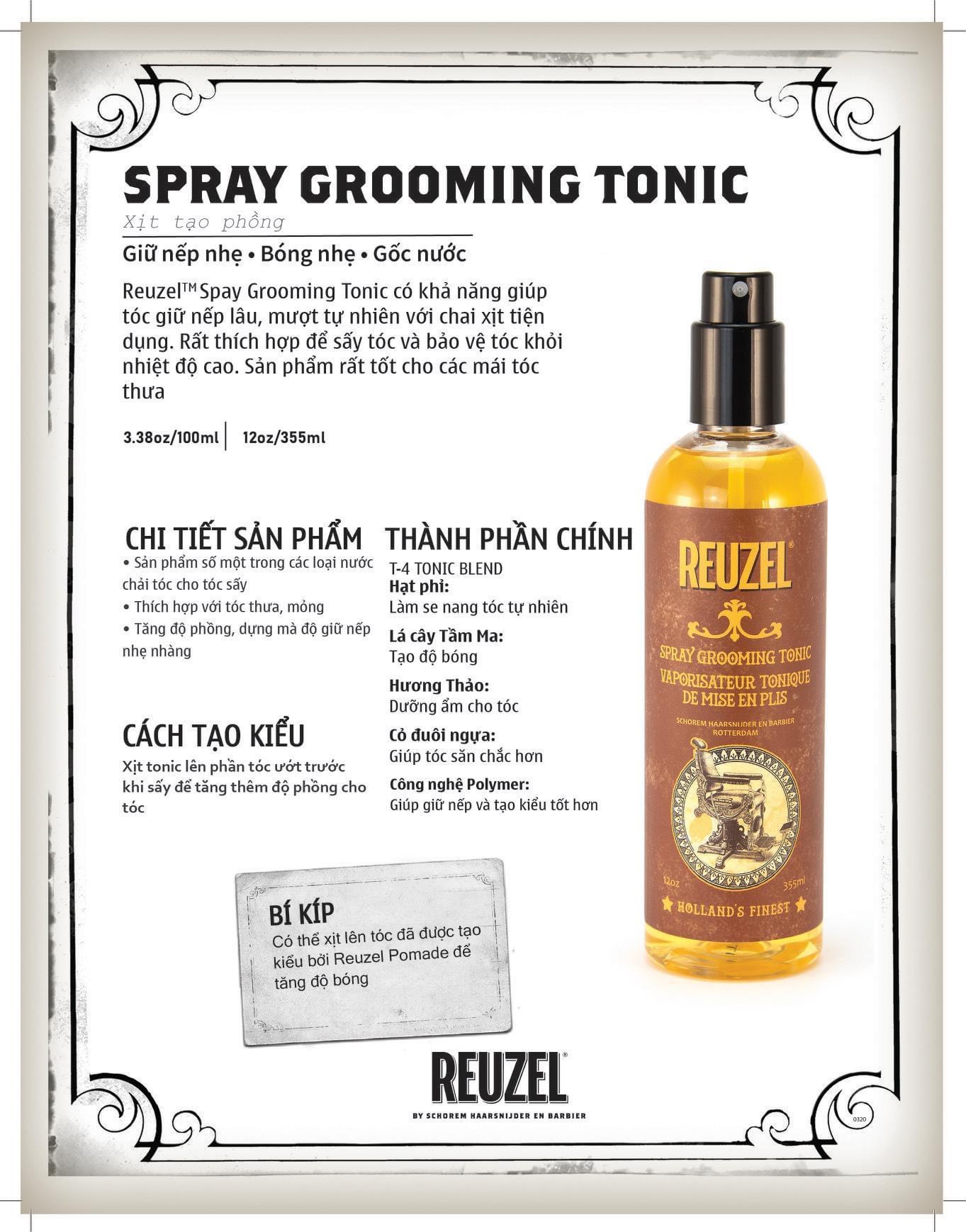 Xịt Tạo Phồng Reuzel Grooming Tonic - Dạng Xịt