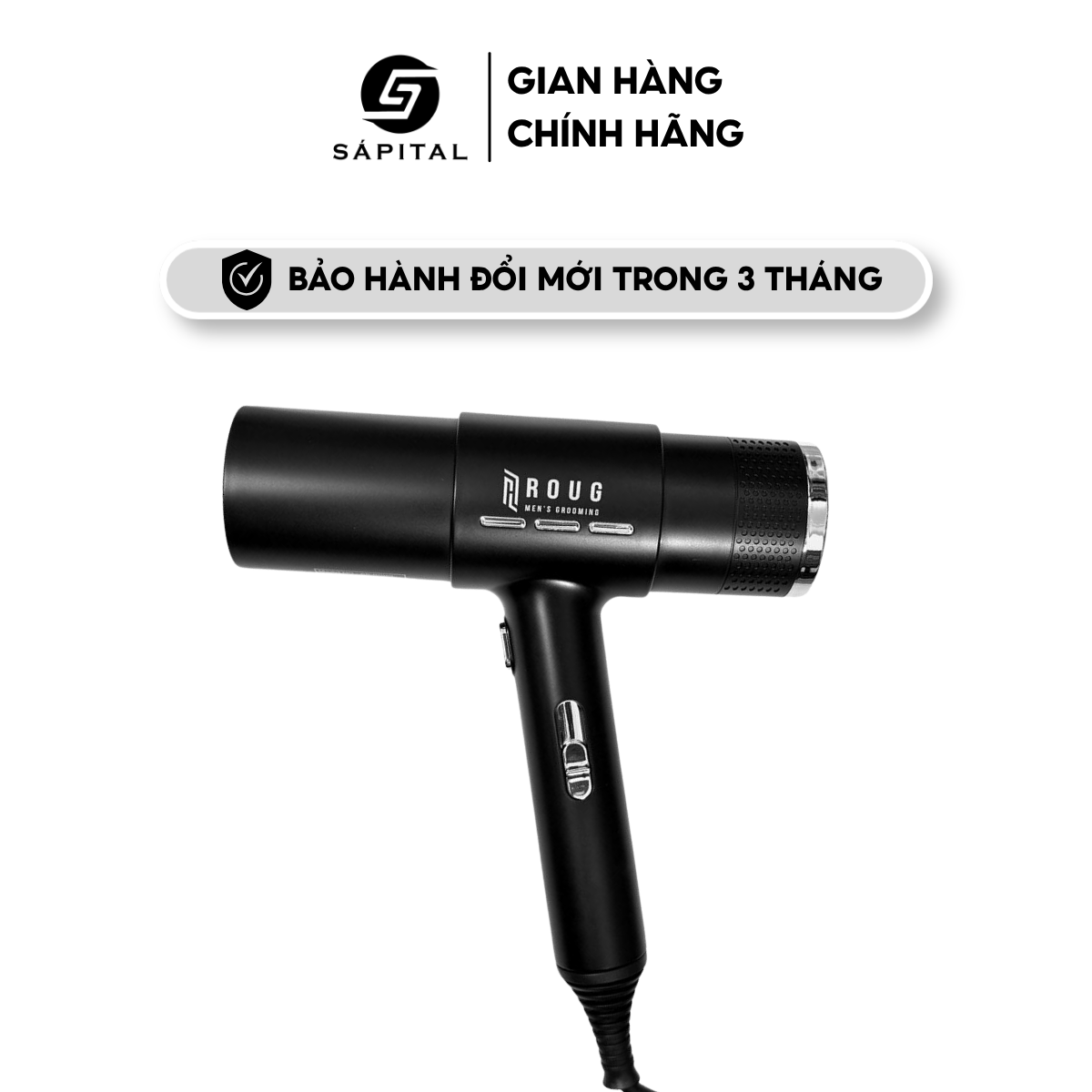 Máy sấy Roug Men's Grooming | Sấy tạo kiểu chuyên nghiệp với Công suất cao - Hỗ trợ ion âm - 3 mức nhiệt