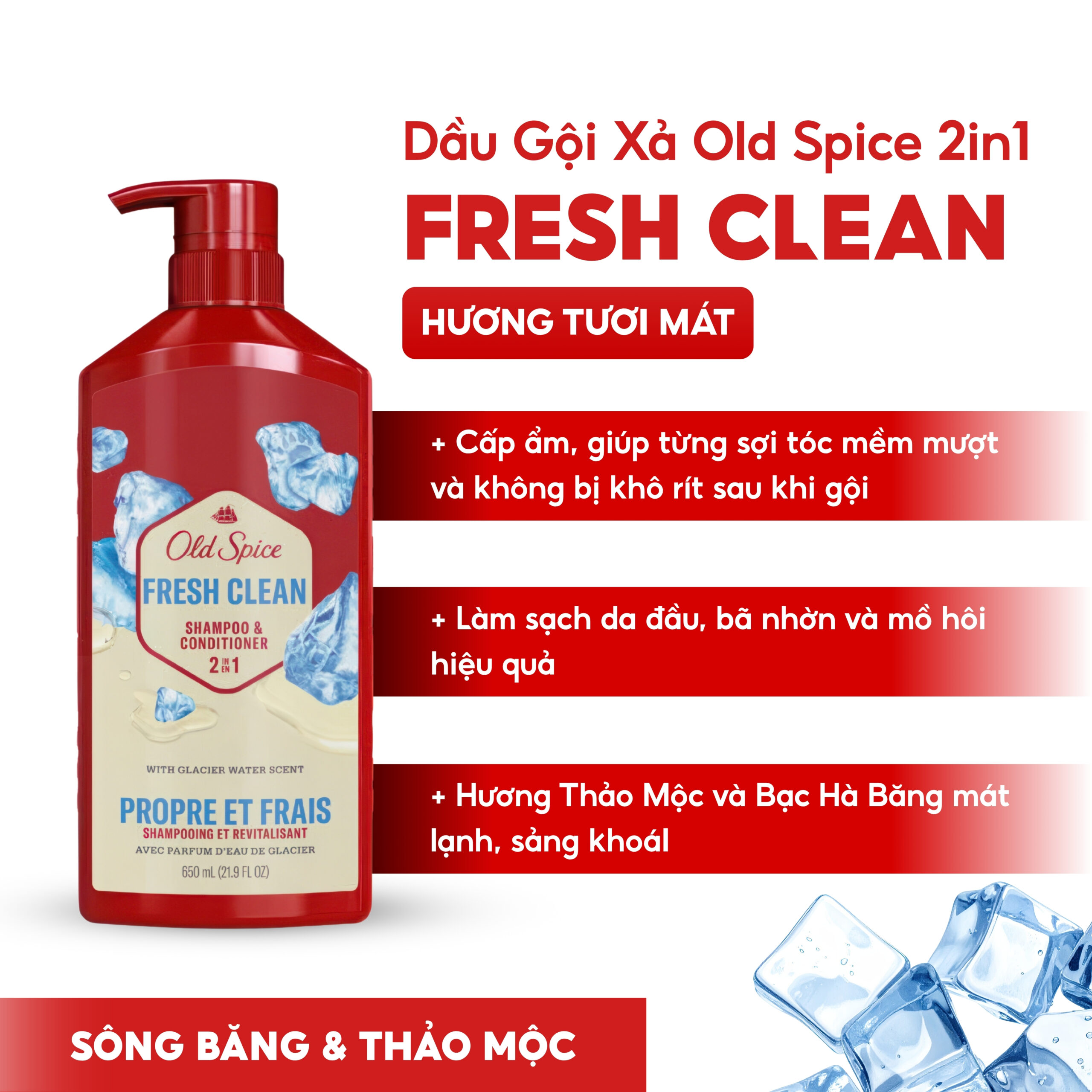 Dầu Gội Xả Old Spice 2in1 Fresh Clean Sạch Sâu | SÁPITAL