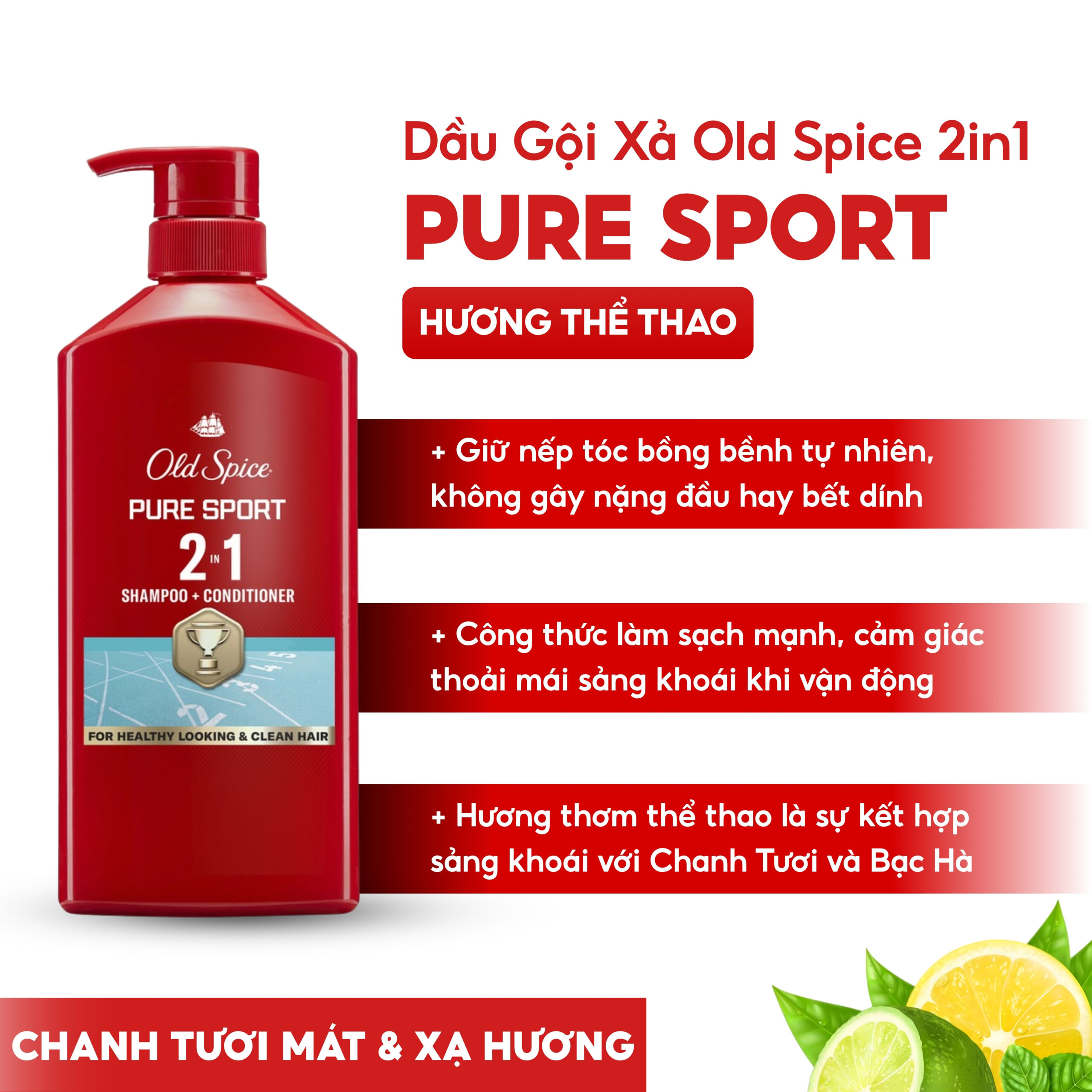 Dầu Gội Xả Old Spice 2in1 Pure Sport Năng Động | SÁPITAL