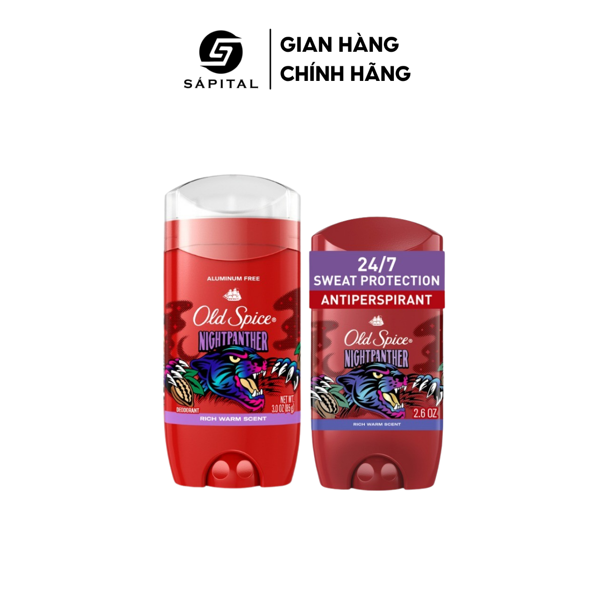 Lăn khử mùi Old Spice Nightpanther | Sáp khử mùi cơ thể cho Nam & Nữ, Giảm tiết mồ hôi