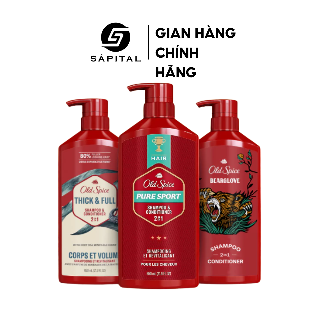 Dầu Gội Xả Old Spice 2in1 - Mùi Hương Thick & Full 650ml