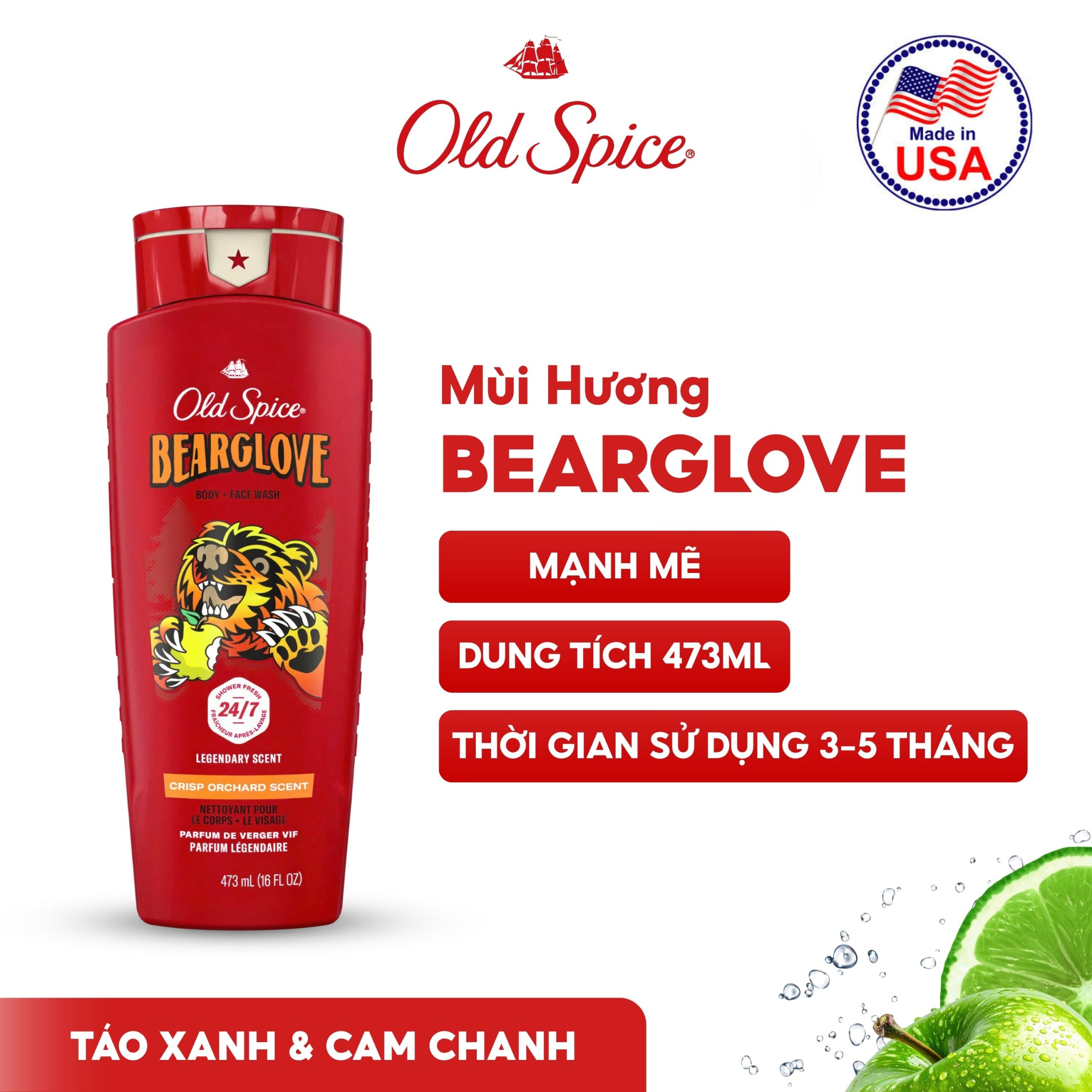 Sữa Tắm Old Spice - Mùi Hương Bearglove 473ml