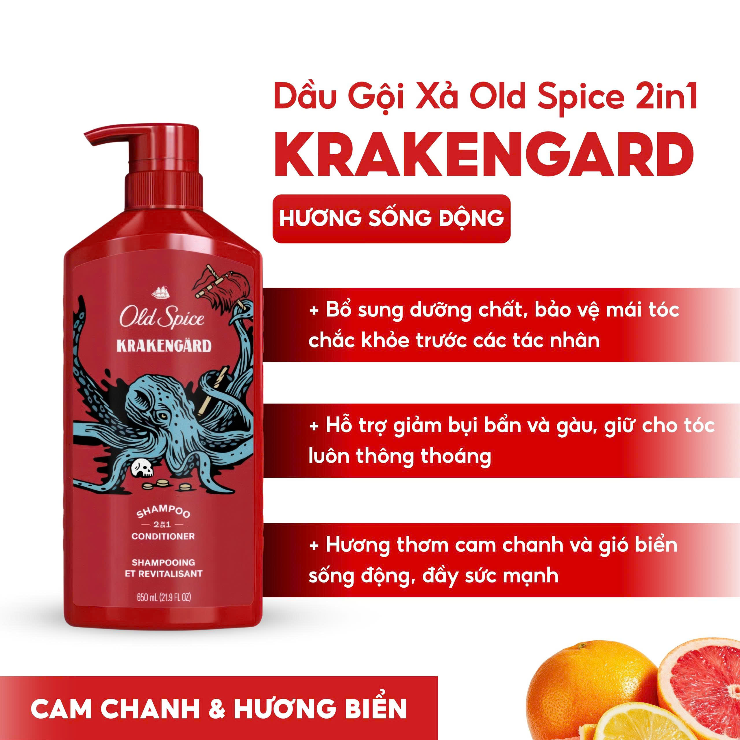 Dầu Gội Xả Old Spice 2in1 Krakengard Độc Đáo | SÁPITAL
