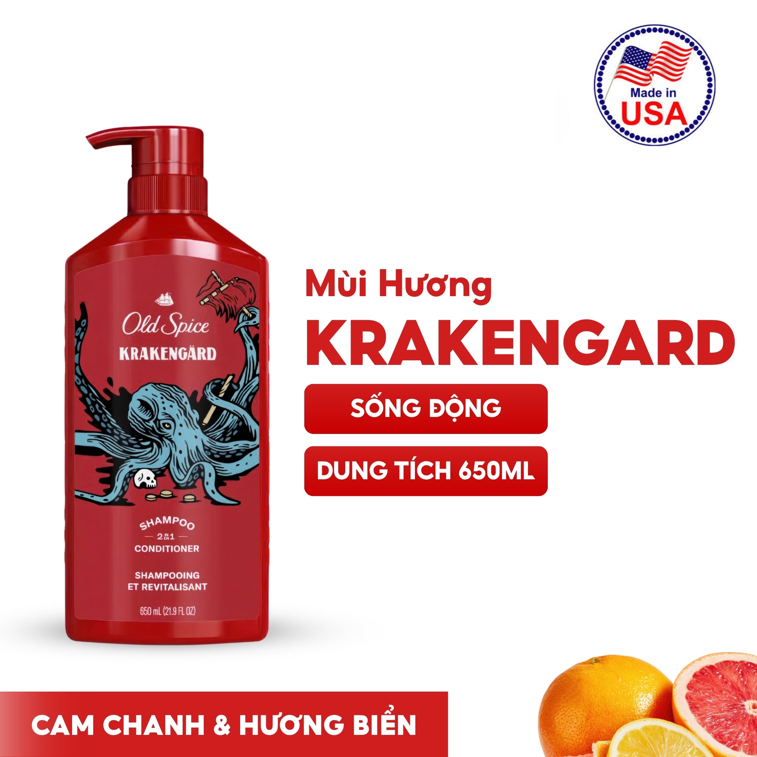 Dầu Gội Xả Old Spice 2in1 Krakengard Độc Đáo | SÁPITAL