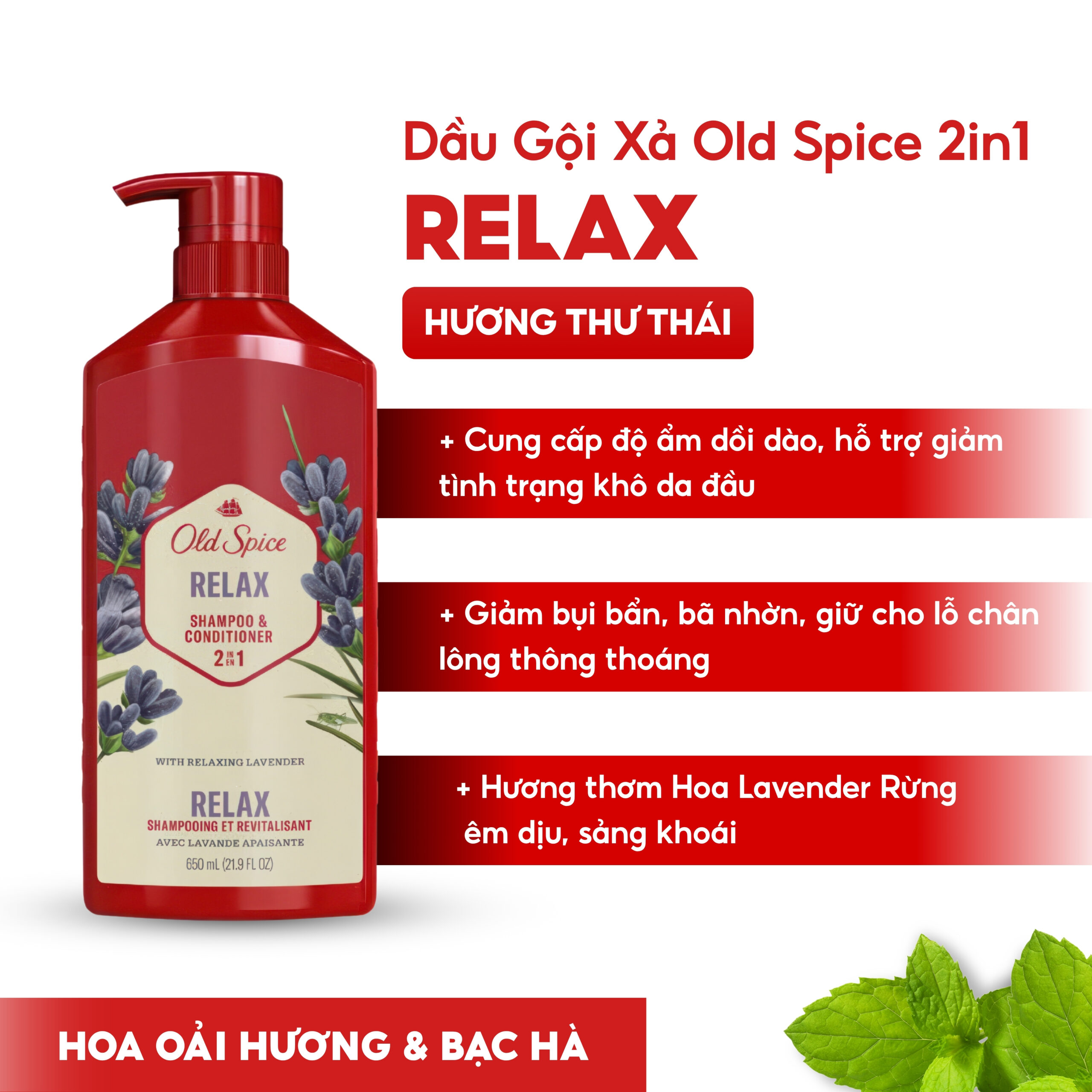 Dầu Gội Xả Old Spice 2in1 Relax Thư Giãn Tóc | SÁPITAL