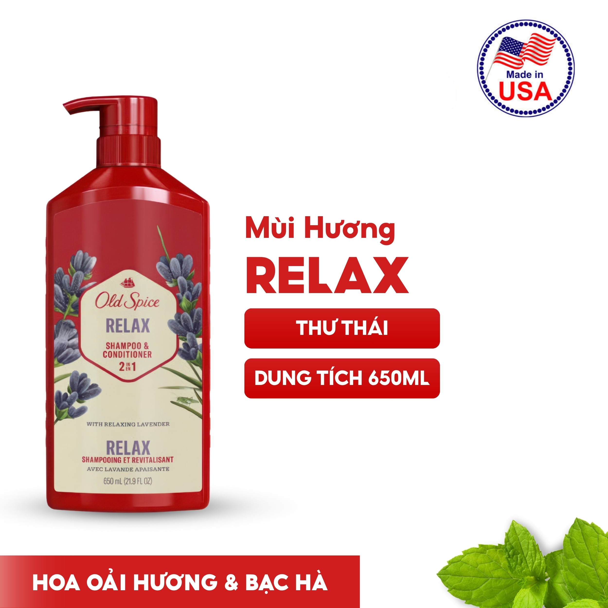 Dầu Gội Xả Old Spice 2in1 Relax Thư Giãn Tóc | SÁPITAL
