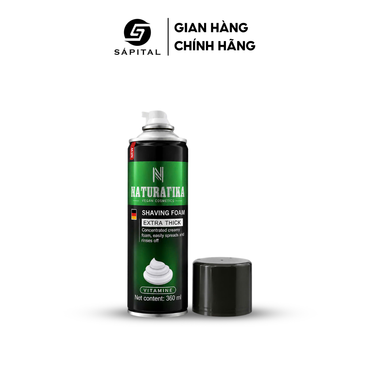Bọt cạo râu NATURA VIKA chính hãng 360ml - Bọt mịn, cạo êm, làm mềm râu, phù hợp cá nhân & barber sho