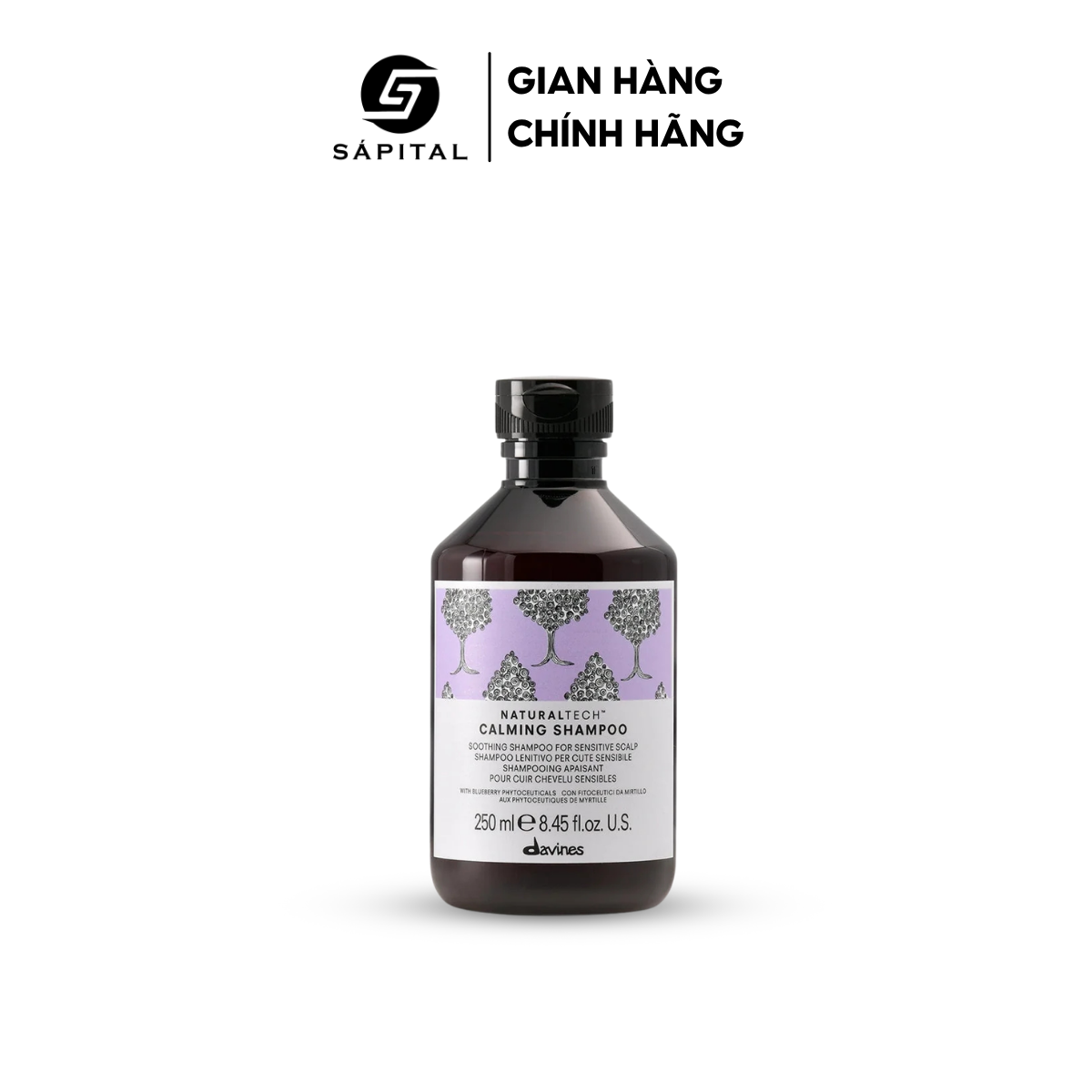 Dầu Gội Davines Calming Shampoo Davines tím - Gội làm sạch da đầu, Hỗ trợ làm dịu da đầu nhạy cảm