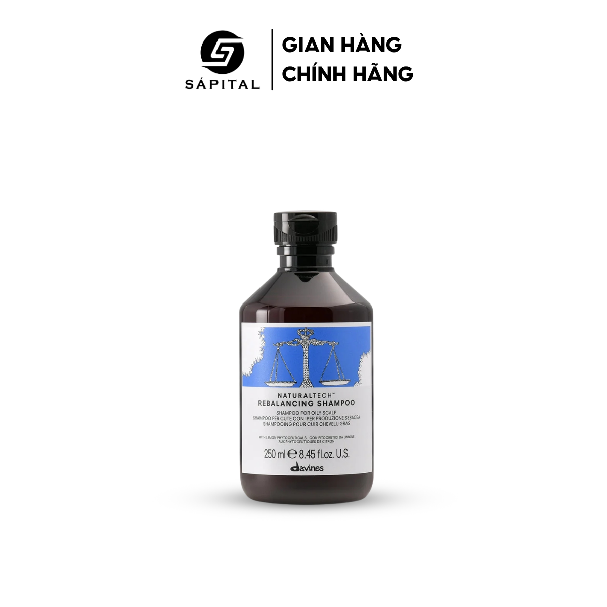 Dầu gội Davines Rebalancing Shampoo Davines xanh dương - Gội làm sạch sâu và giảm dầu, bết cho tóc